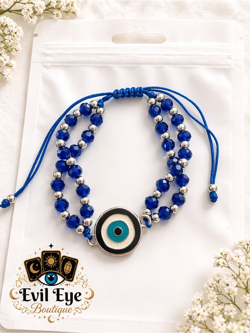 Evil Eye Beaded Bracelet in Royal Blue
